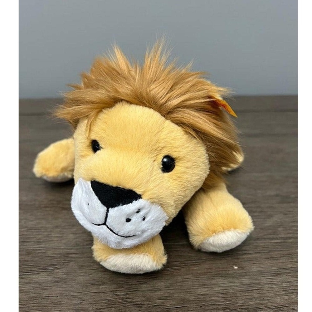 Steiff Lion Plush Stuffed Animal Toy Yellow Gold Button in Ear Handmade 11 inch